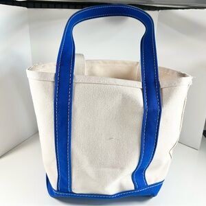 L.L. Bean Boat and Tote Bag Open Tote Blue and Cream Canvas Item 112635